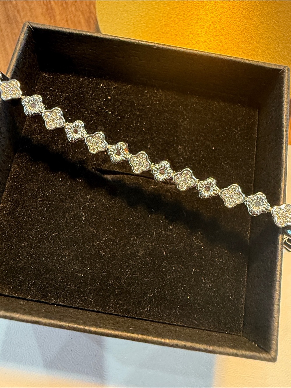 Freida Rothman Sparkling Silver Floral Tennis Bracelet in Silver over Brass